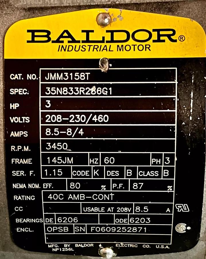 Used Scot Motorpump 17 Centrifugal Pump, 2 X 2, SC3040K173W.C 3 HP Baldor Motor