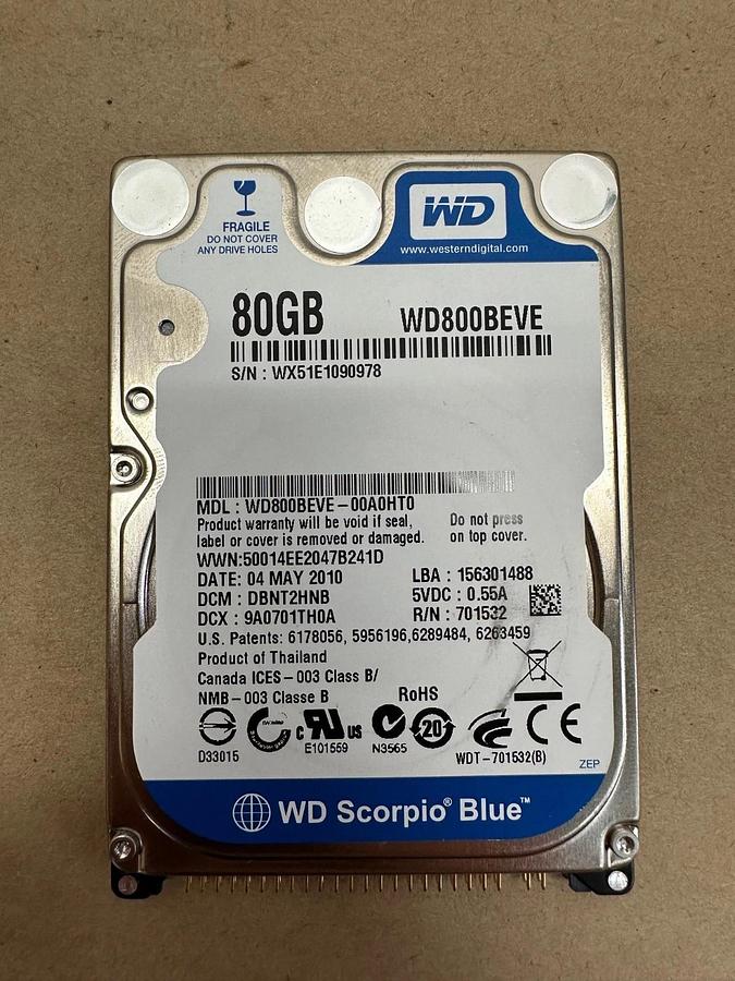 Used Western Digital WD809BEVE-00A0HT0 Hard Disk 80gb