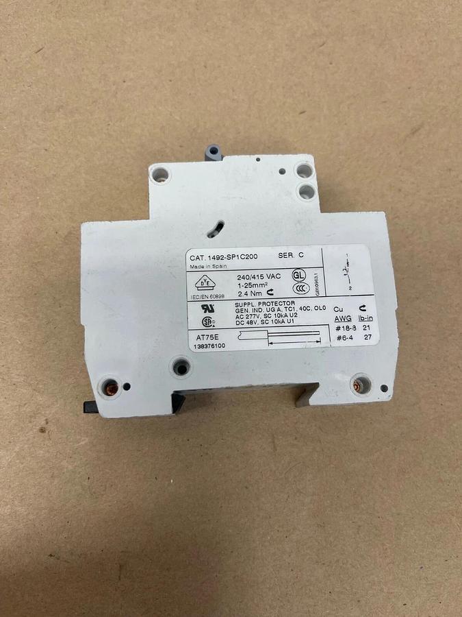 Used Allen-Bradley 1492-SP1C200 Supplementary Protector, Ser C, 240/415VAC, 20A