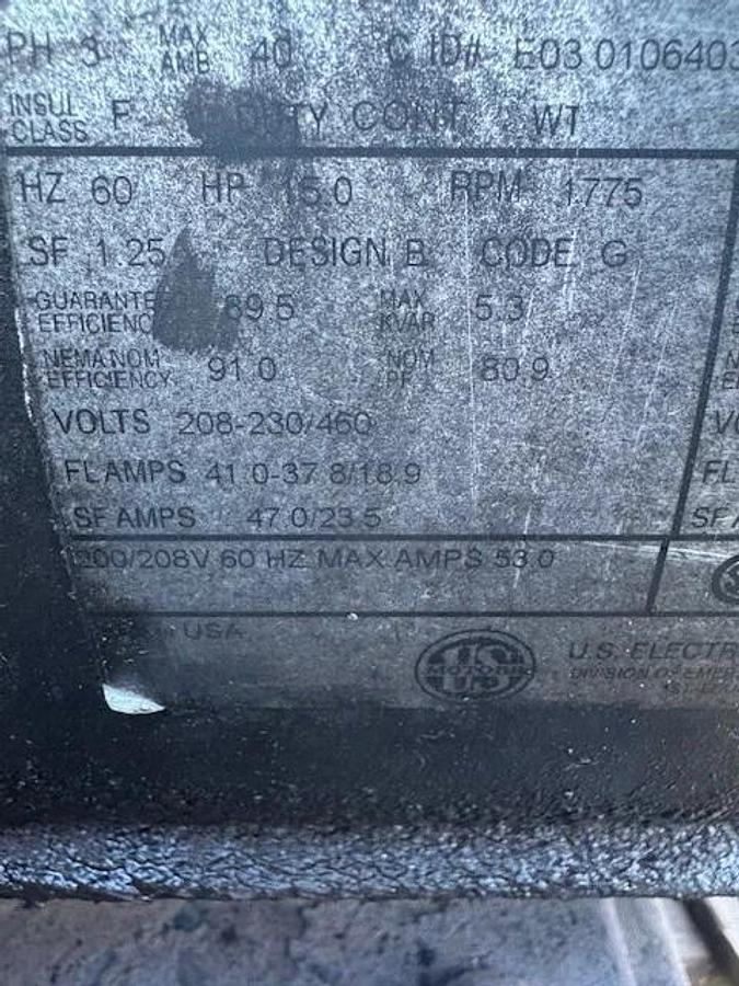 Used Dayton 3C108A Blower System @ 2250RPM, w/ AE51A Motor @ 15Hp