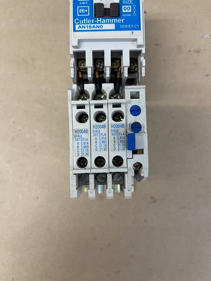 Used Cutler-Hammer AN16ANO Motor Starter, Ser C1, 9A 600V w/ C306DN3 Ser B1 Relay