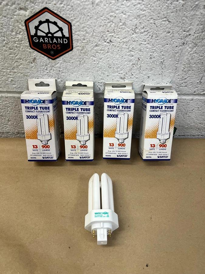 Used Hygrade by Satco S8396 Triple Tube Compact Fluorescent, 3000k, 13w - Lot of 5