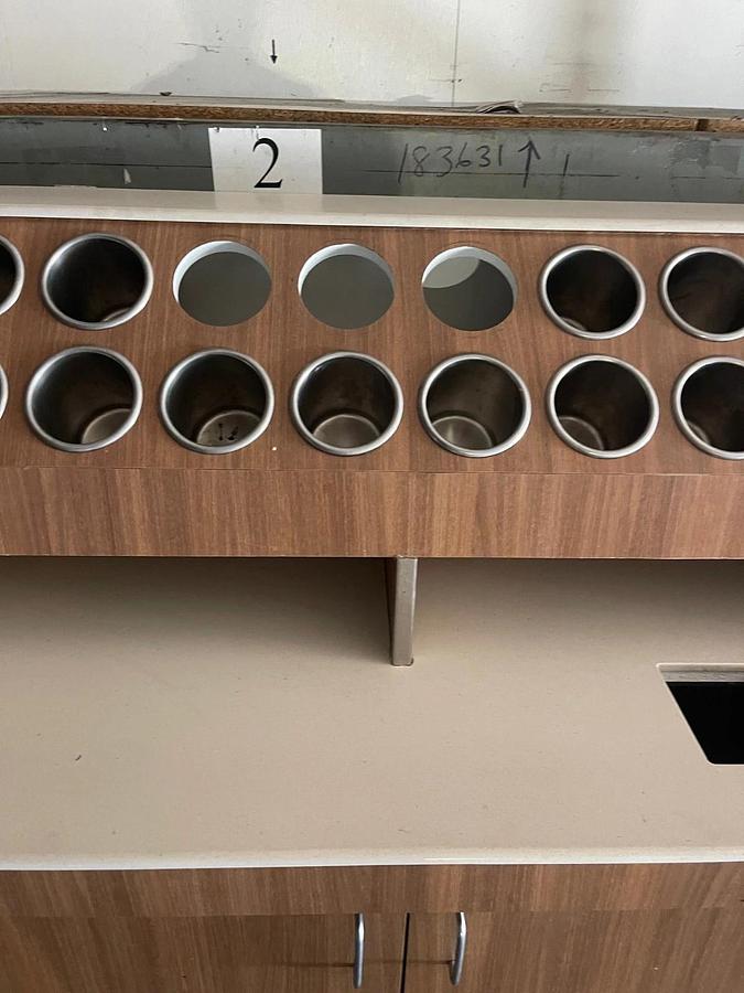 Used Custom Rolling Condiment Holder/Cabinet