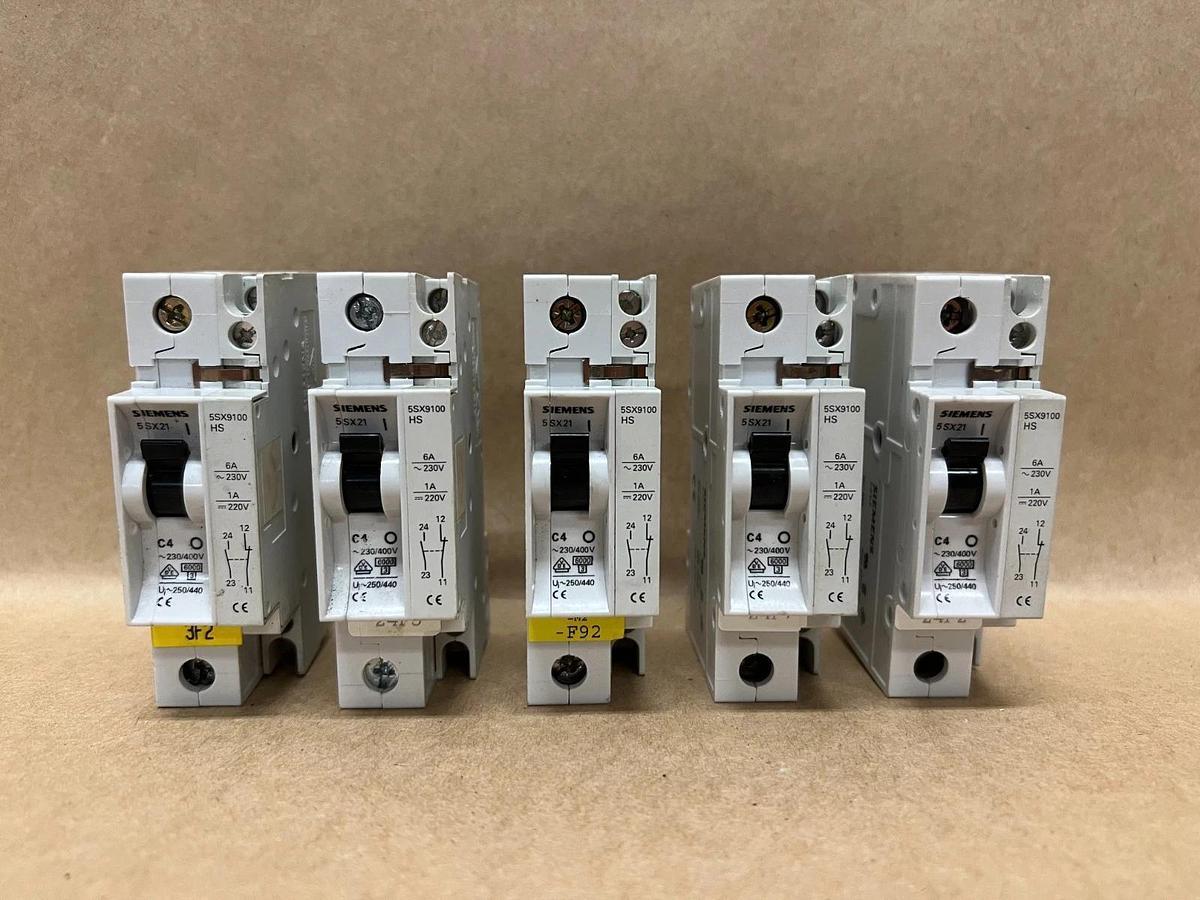 Used Siemens 5SX21 C4, 230/400V, Circuit Breaker - Lot of 5