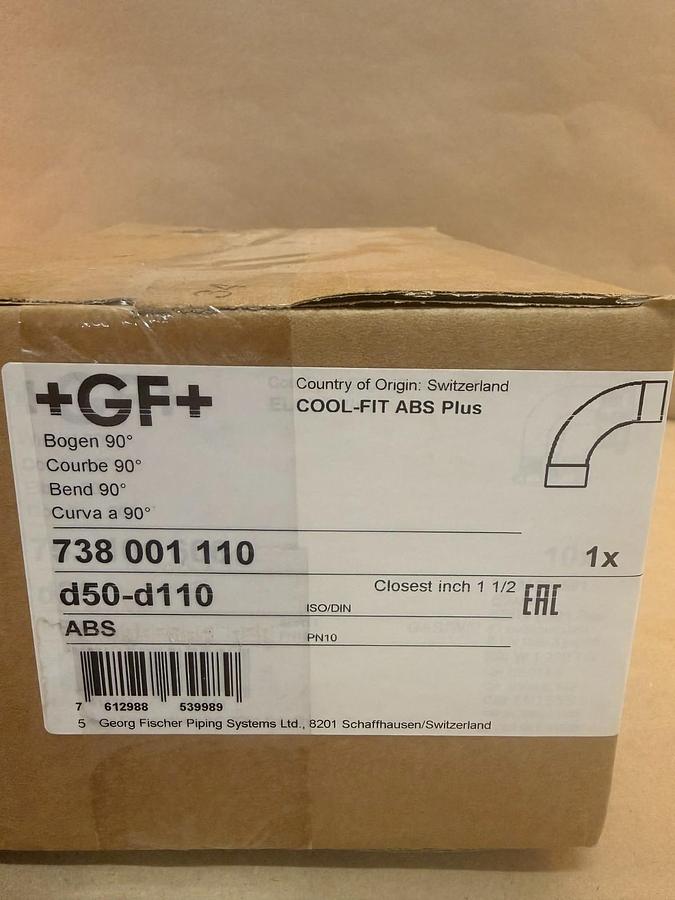Used Georg Fischer Cool-Fit ABS Bend 90° 738001110 *FACTORY SEALED*
