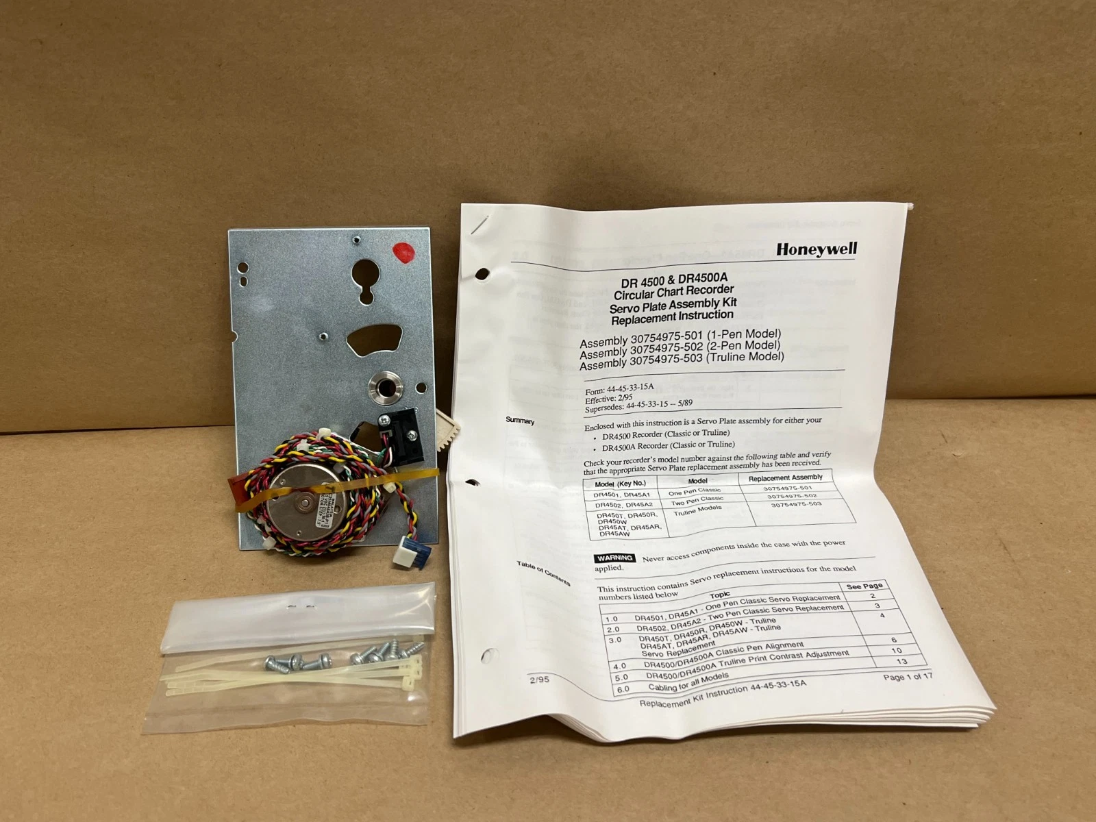 Used Honeywell 30754975-503 Servo Plate Assembly Truline DR4500