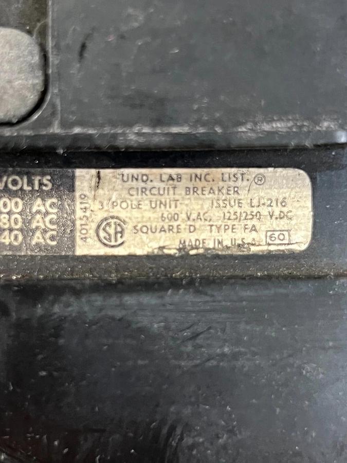 Used Square D LJ-216 Circuit Breaker 3 Pole Unit