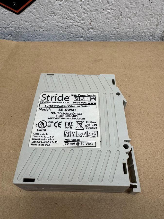 Used Stride SE-SW5U 5 Port Ethernet Switch, 70 mA @ 30 VDC