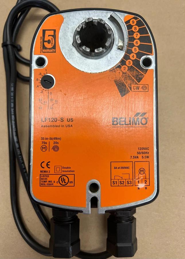 Used Belimo LF120-S Actuator, 35 in-lb (4Nm), 120VAC, 50/60Hz