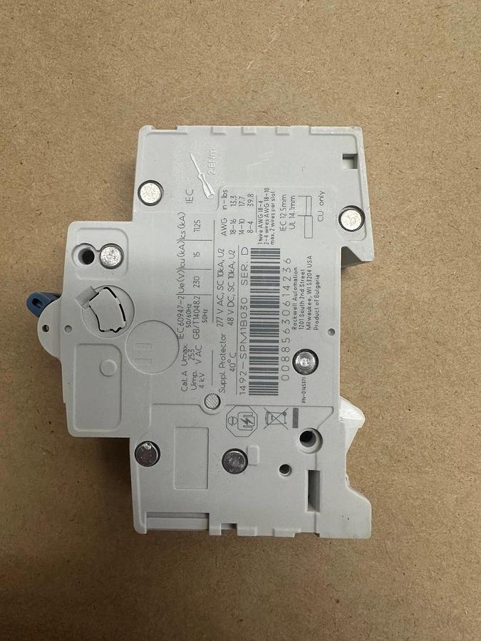 Used Allen Bradley 1492-SPM1B030 Ser D Miniature Circuit Breaker *NEW*