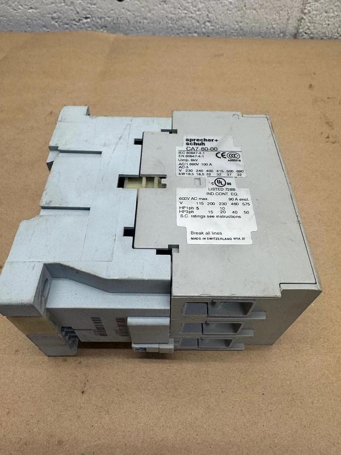 Used Sprecher + Schuh CA7-60-00 Coil Contactor, 690 V, 100 A