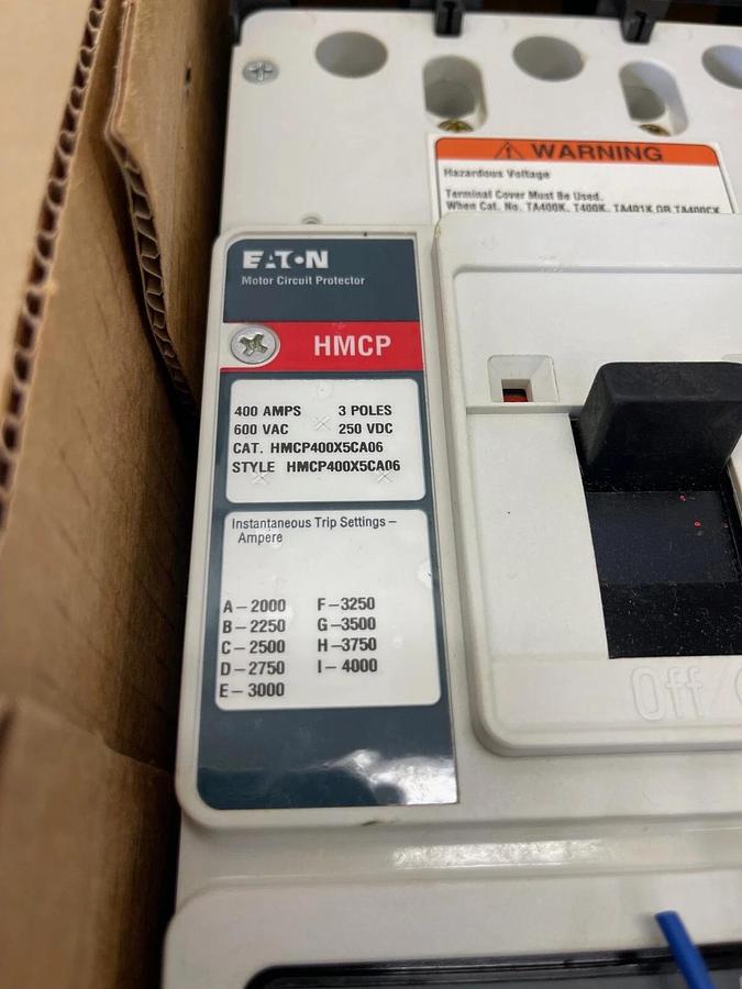 Used Eaton HMCP400X5CA06 Motor Circuit Protector Ser C 400A 600VAC/250VDC 3 Pole