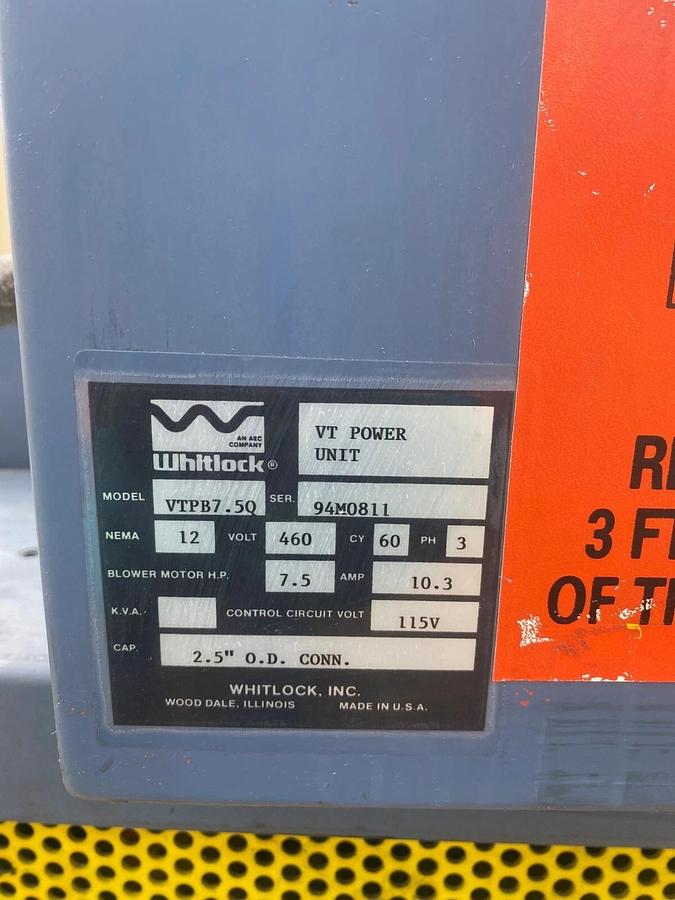 Used AEC Whitlock Blower Package, Blower AEC W00052044, Motor Baldor Reliance EM3770T