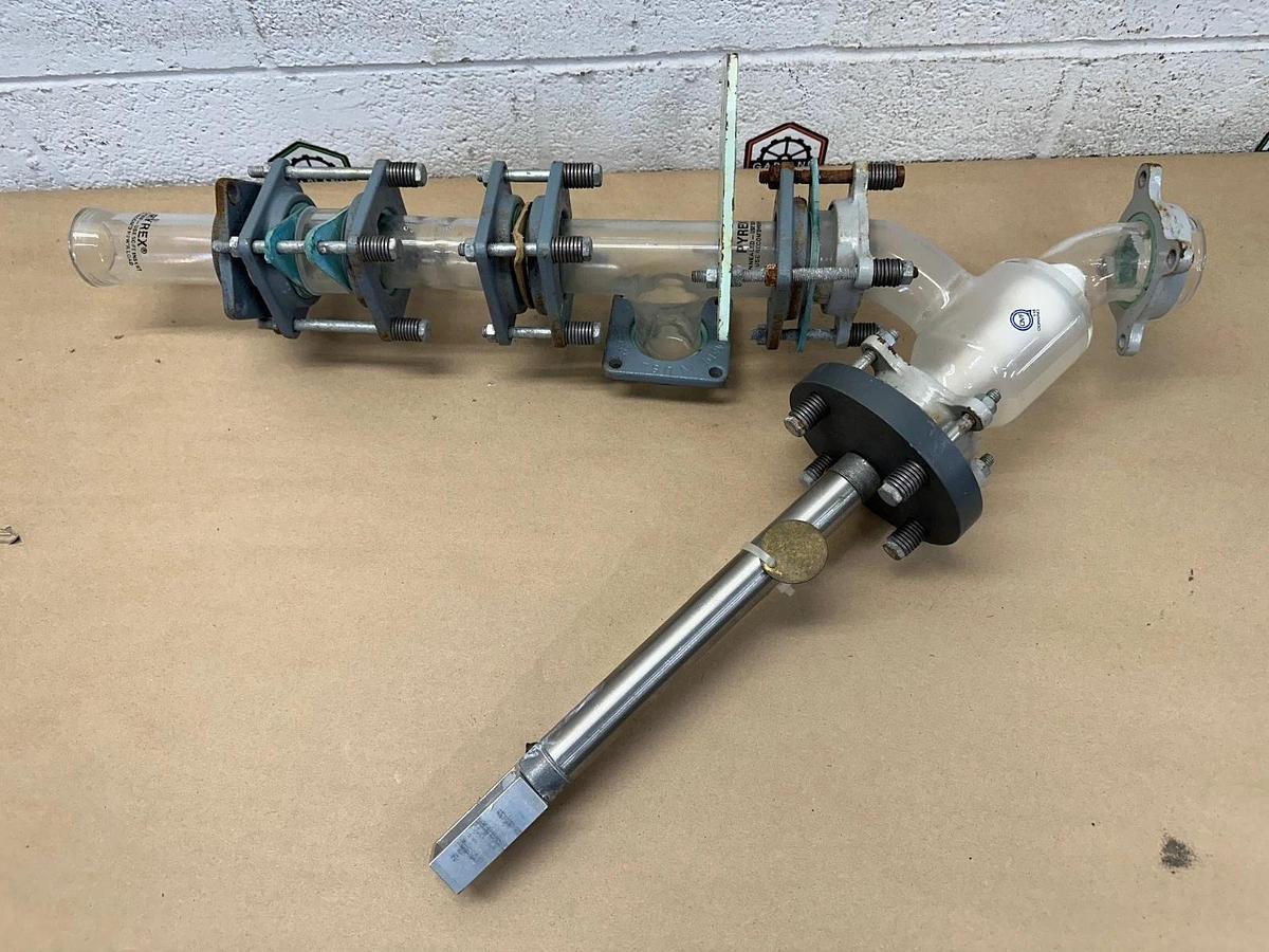 Used Pyrex/Bimba 1-1/2” Glass Diverter Valve w/ QVF548CORNING