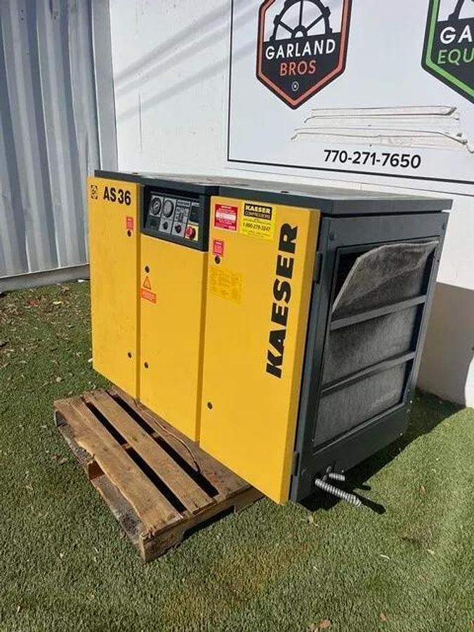 Used Kaeser AS 36 Rotary Screw Air Compressor, 30 HP, 110 PSIG, 135 RPM, MFG 1996