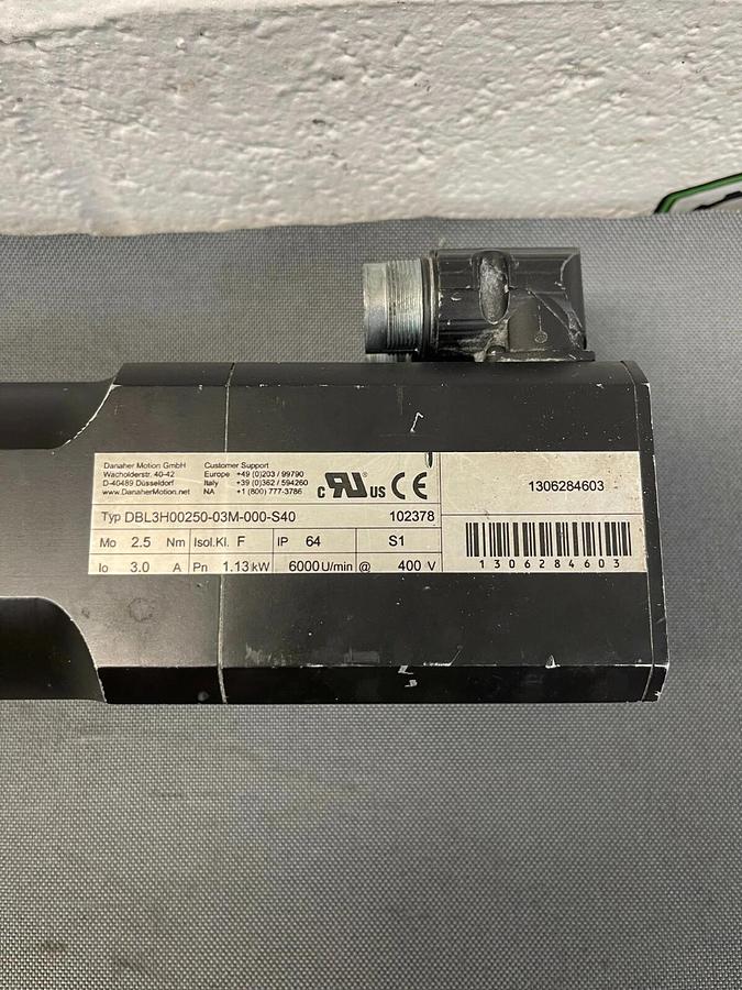 Used Danaher Motion DBL3H00250-03M-000-S40 Servo Motor, 6000 U/min, 400 V