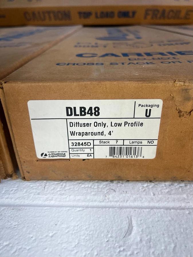 Used Lithonia Lighting DLB48 Diffuser Only, Low Profile Wrap Around, 4' - Lot of 6