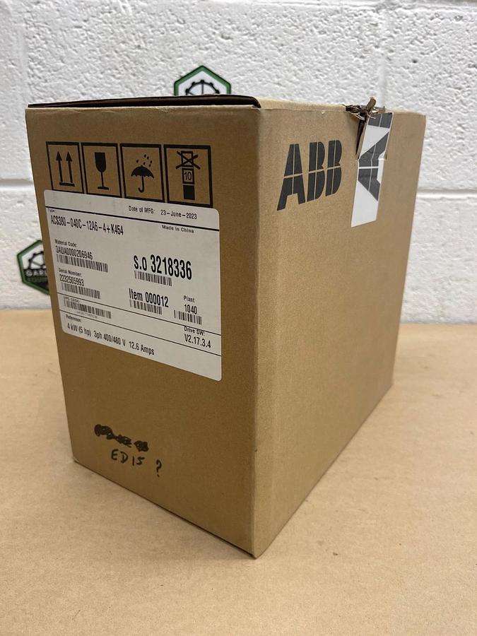 New - open box ABB ACS380-040C-12A6-4+K454 AC Drive, Drive SW: V2.17.3.4 *NEW*