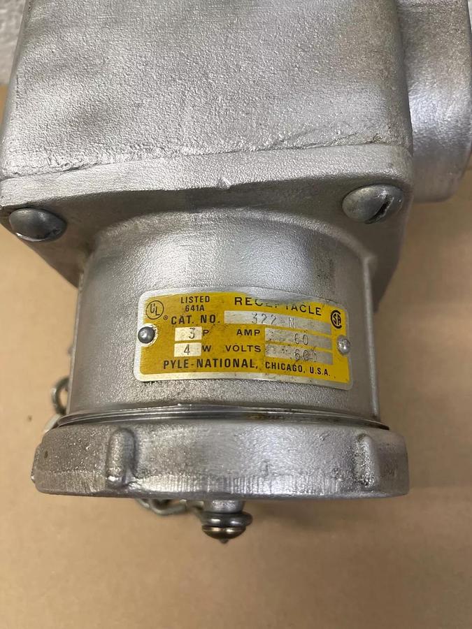 Used Pyle National 322-N Receptacle, 3 Pole, 60 AMP, 600 VAC
