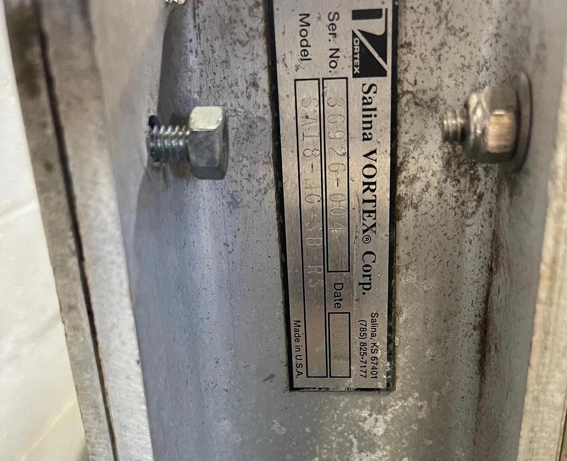 Used Salina Vortex SA18-MG-SB-RS Pneumatic Gate Knife Valve, 18”x18”