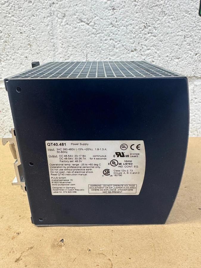Used PULS QT40.481 Dimension Power Supply, DC 48V, 50-60Hz