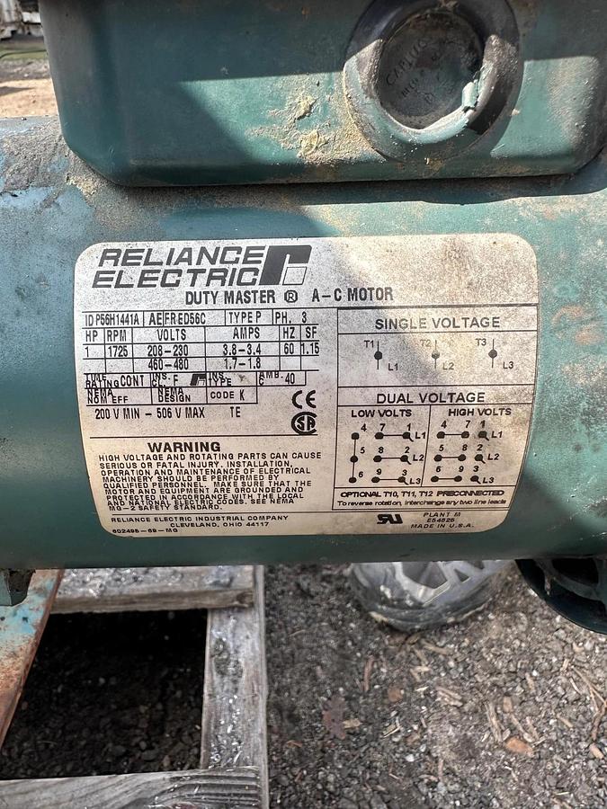 Used Bunting Magnetics 948336-1-02 Magnetic Drum Separator, w/ 1Hp, 1725RPM Motor