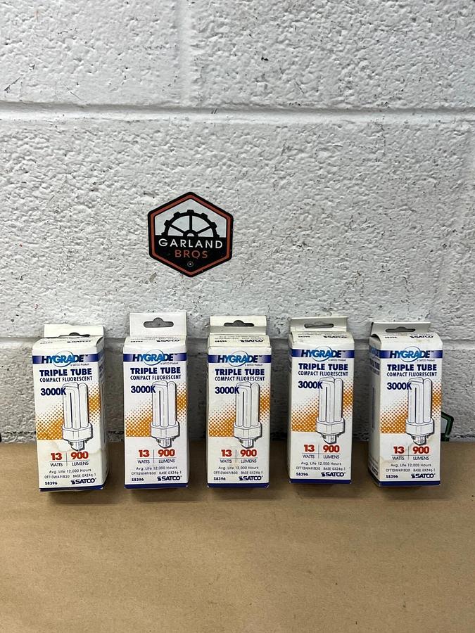 Used Hygrade by Satco S8396 Triple Tube Compact Fluorescent, 3000k, 13w - Lot of 5