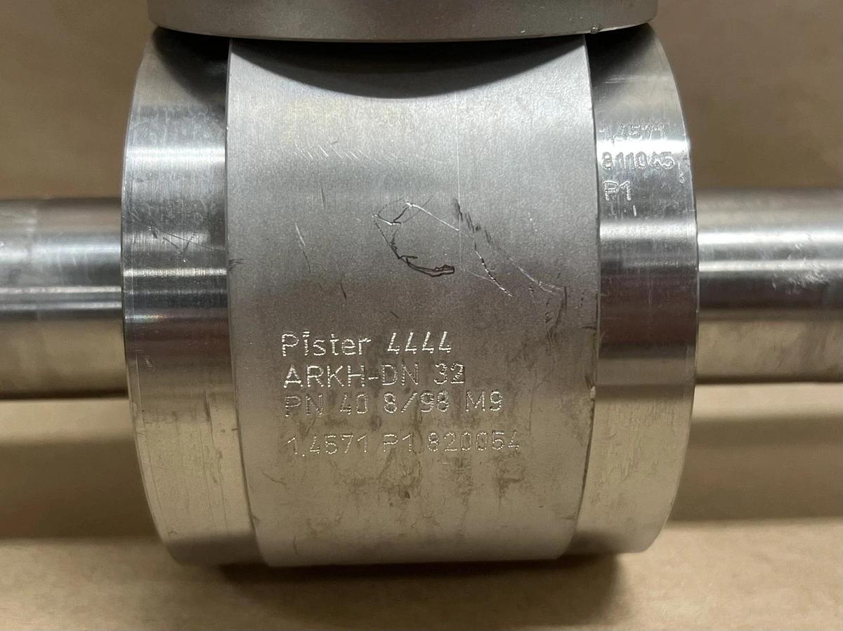 Used Pister DN32, PN40 SS High Pressure 2-Way Ball Valve Assembly (No Manual Handle)