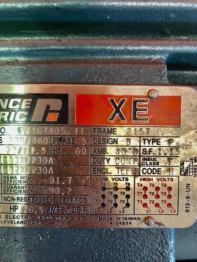 Reliance Electric 10 HP Electric Motor, 3510 RPM, 3 Phase, 215T Frame