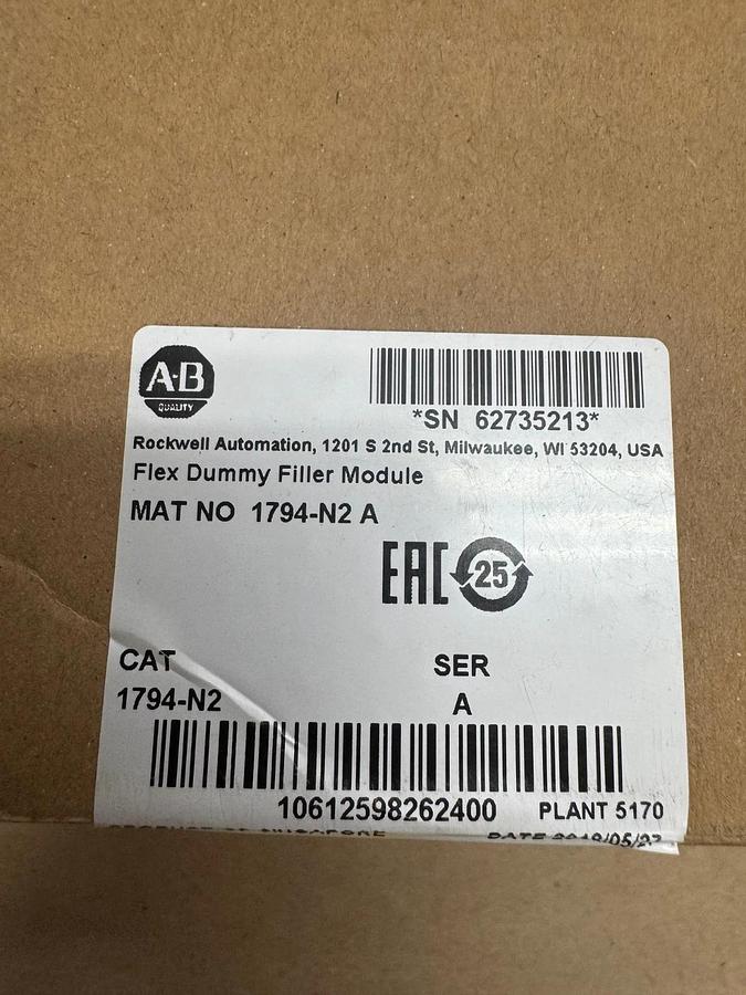 Used Allen Bradley 1794-N2 Series A Flex Dummy Filler Module *FACTORY SEALED*