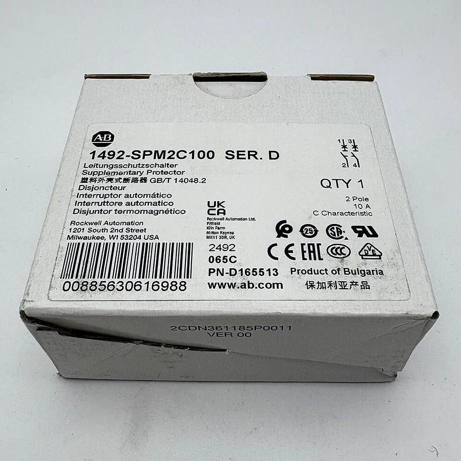 Used Allen Bradley 1492-SPM1B100 Ser D Protector Breaker - Qty 2 *NEW*