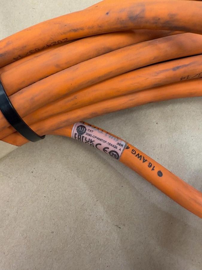 Used Allen-Bradley 2090-CPWM7DF-16AA25 Power/Feedback Cable, Ser A, 16 AWG, 16m