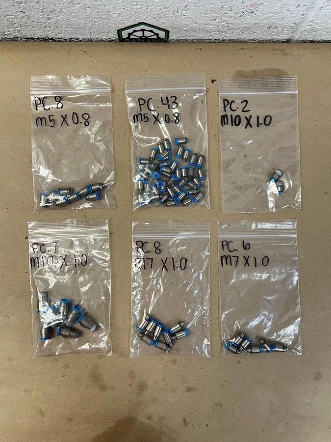 Used Festo Push to Connect Fittings, Multiple NPT Sizes + Hose Sizes - Lot of 74