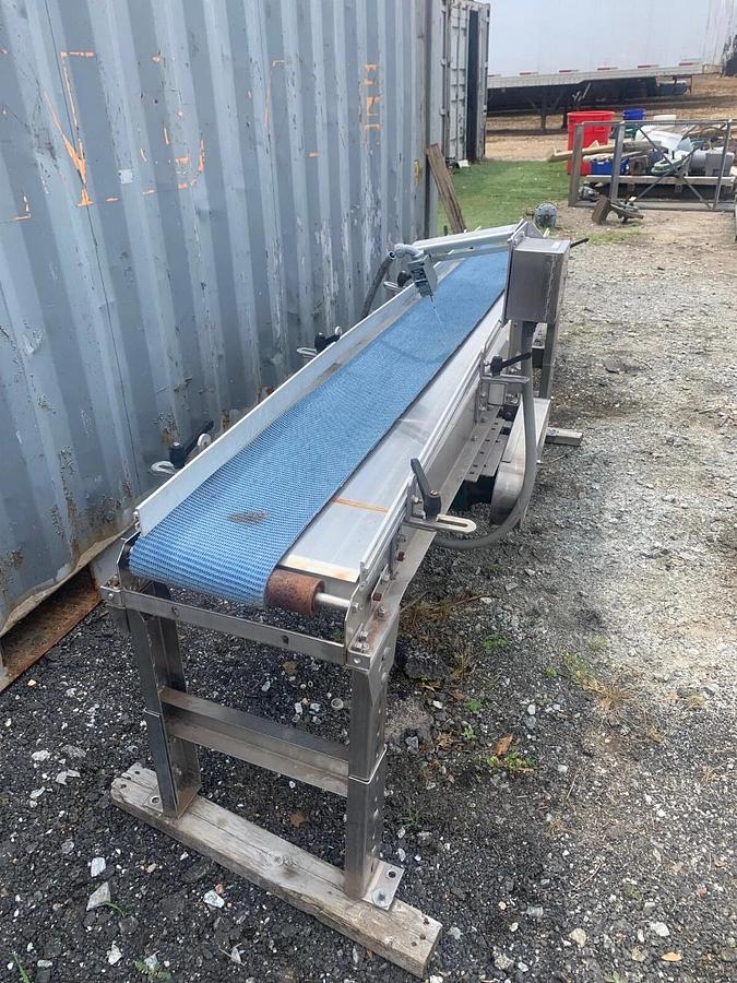 Used Stainless Steel Conveyor, Chevron Belt (9" x96" Belt)