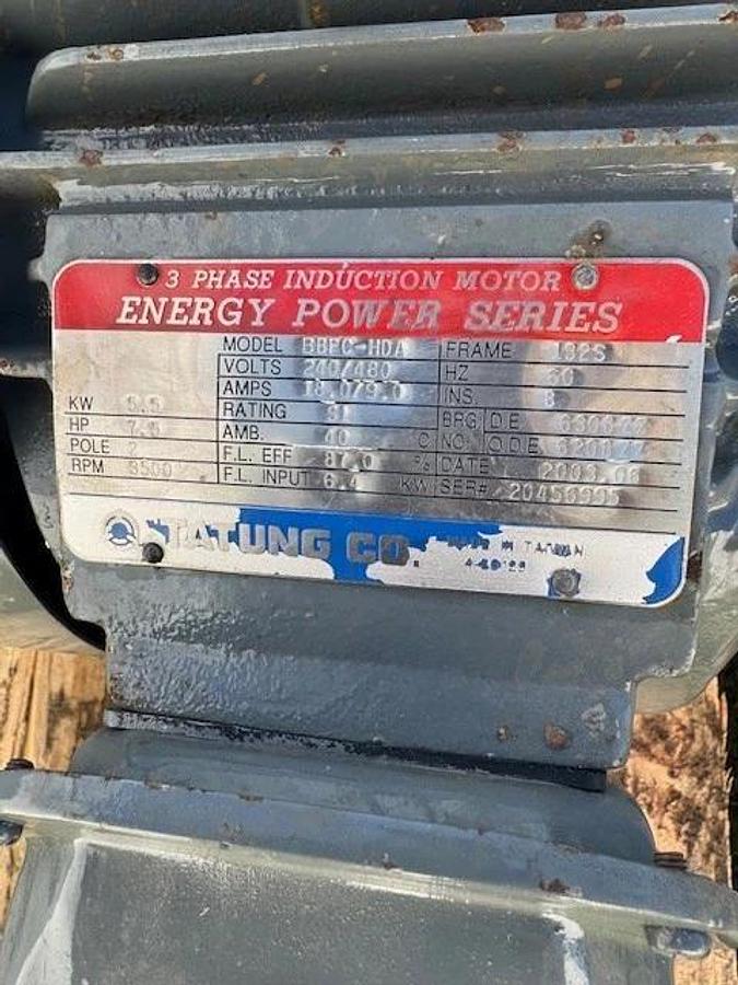 Used Tatung BBFC-HDA 7-1/2Hp Motor @ 3500RPM, 3.5 x 3.5 Chinese Pump