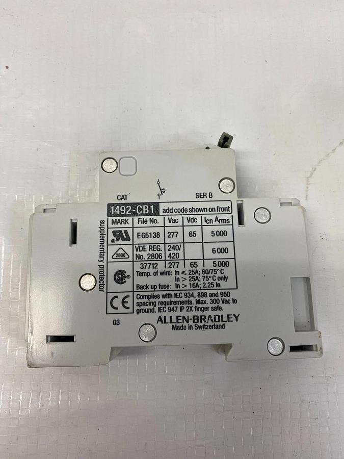 Used Allen Bradley 1492-CB1 (G 030) (3A), 1492-CB1 (H030) (3A) Circuit Breakers Ser B