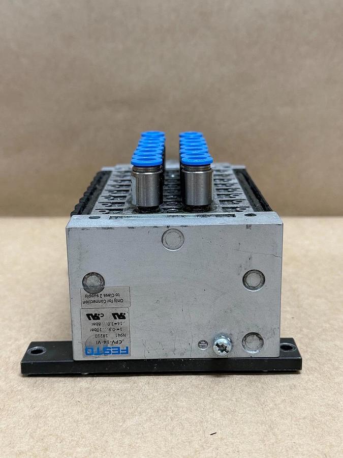 Used Festo CPV-14-VI Manifold Assembly w/ (8) 161-360 Solenoid Valves