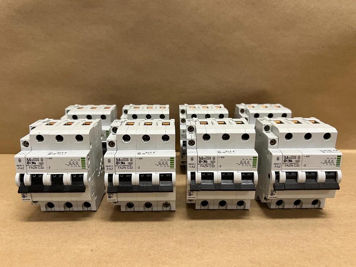 Used Moeller FAZN C32-3 3P, 32A Circuit Breakers - Lot of 8