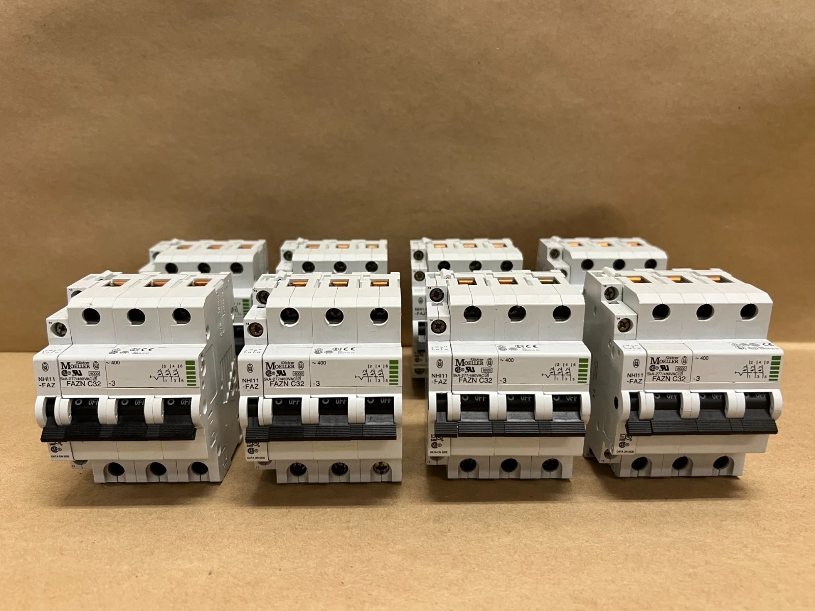 Used Moeller FAZN C32-3 3P, 32A Circuit Breakers - Lot of 8
