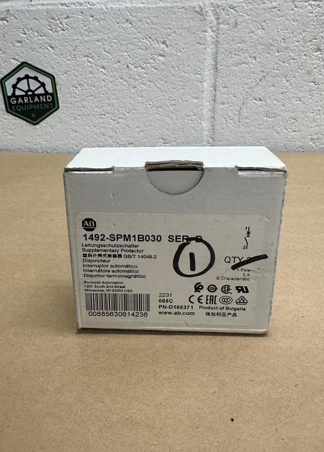 Used Allen Bradley 1492-SPM1B030 Ser D Miniature Circuit Breaker *NEW*