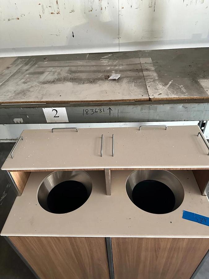 Used Custom Double Trash Rolling Cart