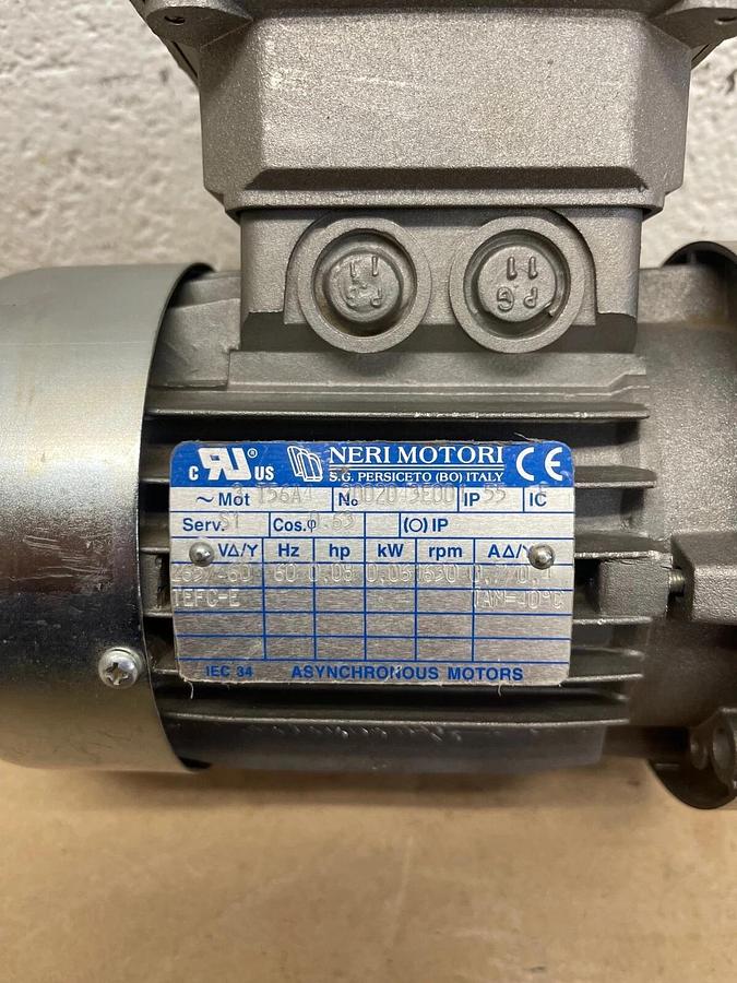 Used Nero Motori T56A4 Electric Motor, 0.08 HP, 1630 RPM, 0.06 kW