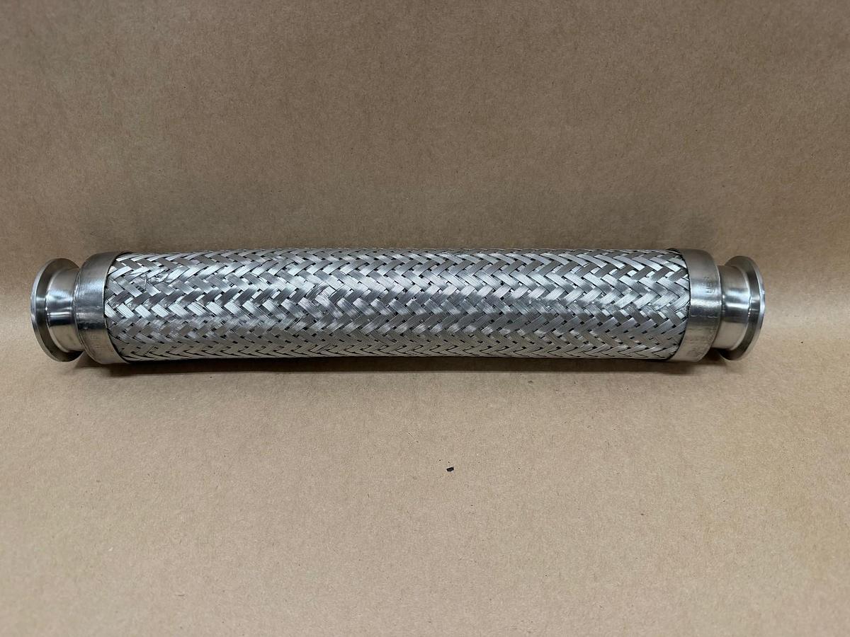 Used Sanitary Solutions SS Braided Hose 1-3/4” Dia Opening, 16-1/4” Length