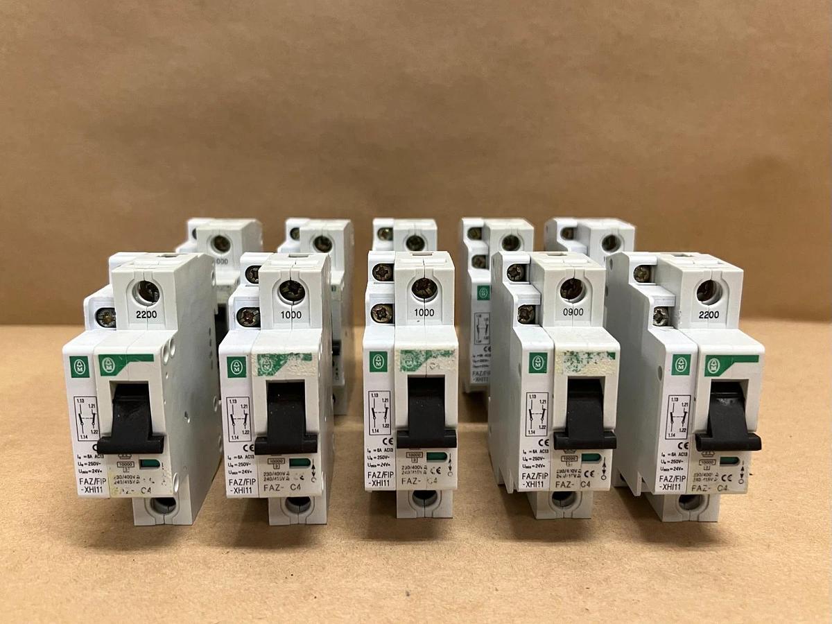 Used Moeller FAZ-C4 4A, 1P Circuit Breakers - Lot of 10
