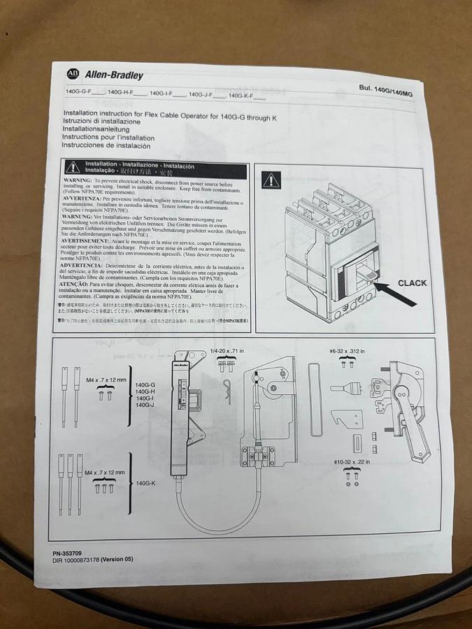 Used Allen-Bradley 140G-J-FCS06 Series A, Flex Cable Operator, 6 Ft Length *NEW*