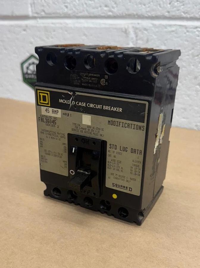 Used Square D FAL36045 45A 3 Pole Circuit Breaker