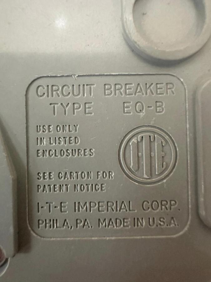 Used I-T-E Imperial Corp. EQ-B 20A, 2 Pole Circuit Breaker