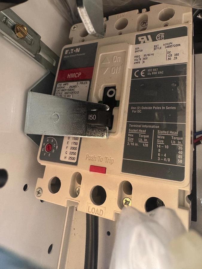 Used Eaton HMCP150U4C/ CN15NN3, 150A Circuit Breaker, Size 4 Magnetic Contactor 135A