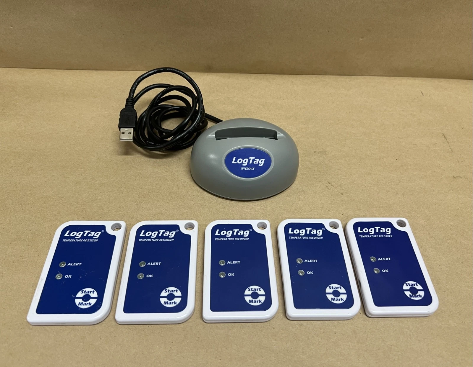 Used LogTag TRIX-8/LTI/USB USB Interface System, 5 Data Log Temperature Recorders