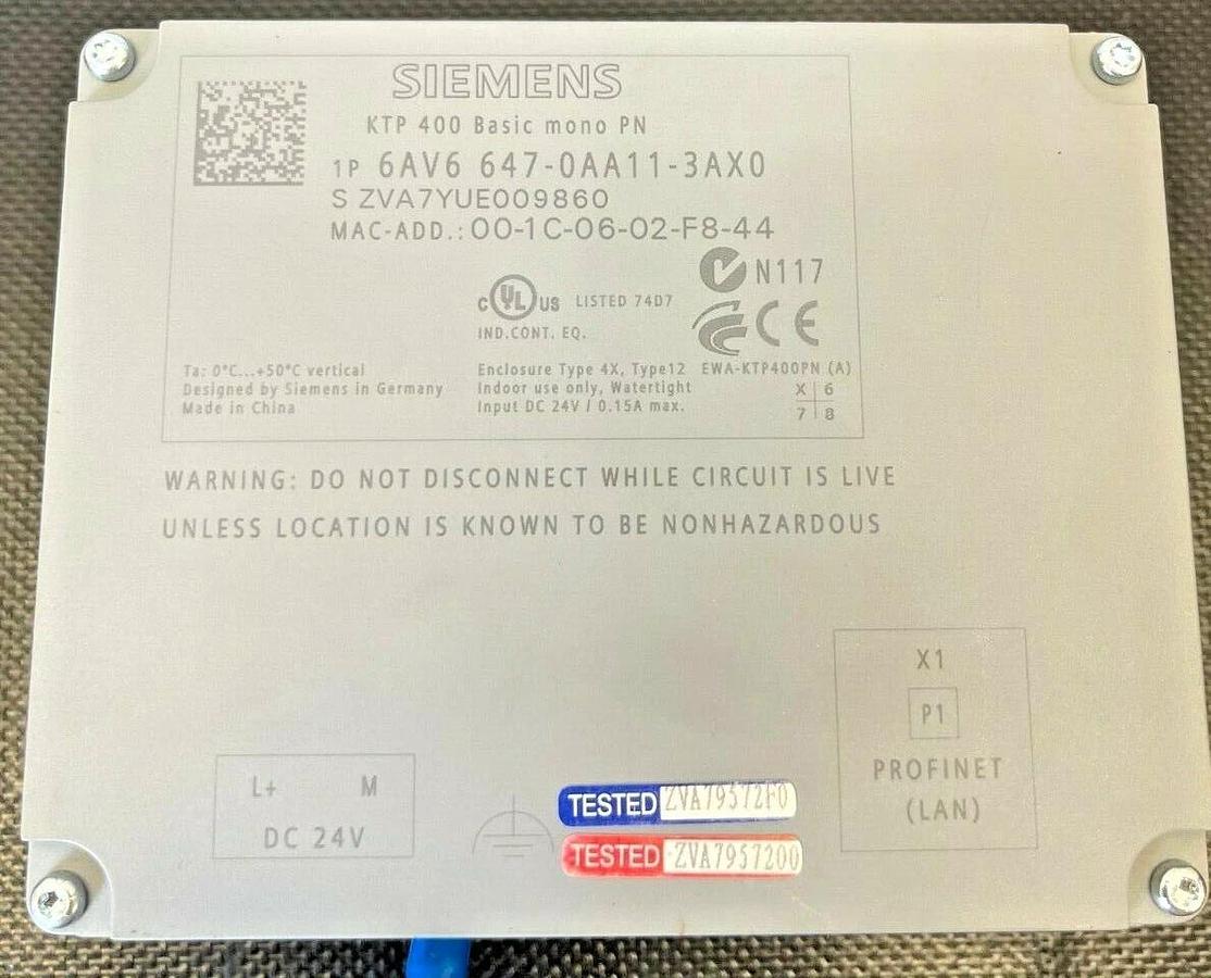 Used Siemens KTP400 Simatic Panel (Touch)